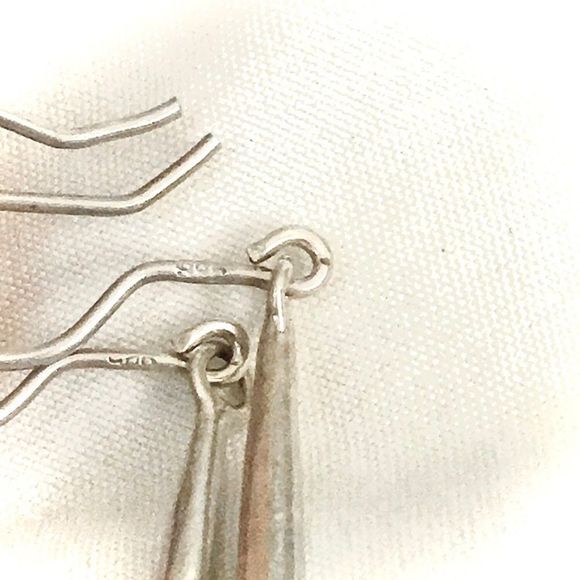 VINTAGE Sterling Silver Amber Drop Dangle Earrings - Picture 4 of 6